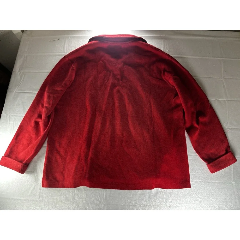 VTG 90s‎ Polo Ralph Lauren Sweater Mens Large Red Quarter Zip Cotton Pullover